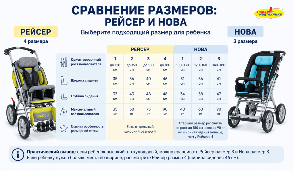 Сравнение размеров Рейсер и НОВА Akces-Med
