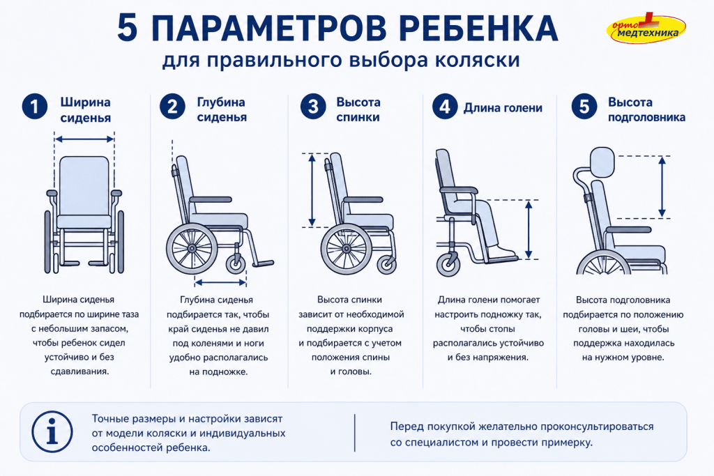 Какие параметры ребенка учитывать при выборе детской инвалидной коляски